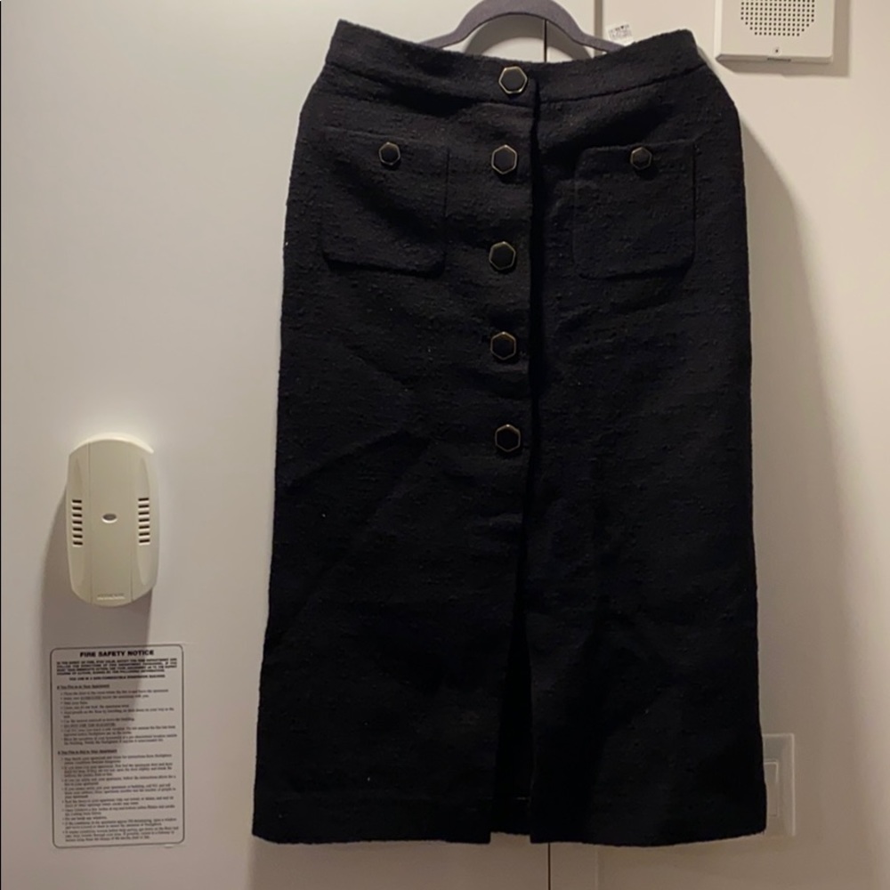 Zara-  New wool front slit silk lined skirt